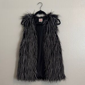 Gianni Bini Black and White Faux Fur Vest